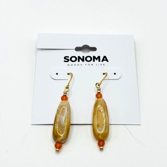 Sonoma Goods for Life Gold Tone Orange Bead Dangle Earrings Lightweight NWT - Picture 1 of 4